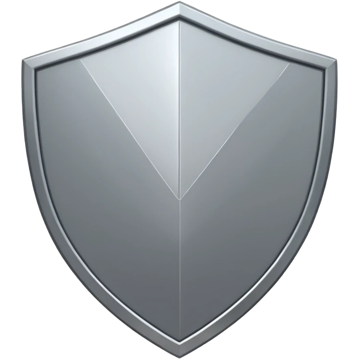 Metallic shield emoji, black and white reflective metal, simple geometric design, flat futuristic style
 emoji