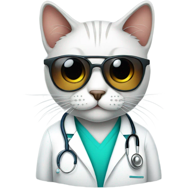 doctor cat wearing dark sunglasses emoji