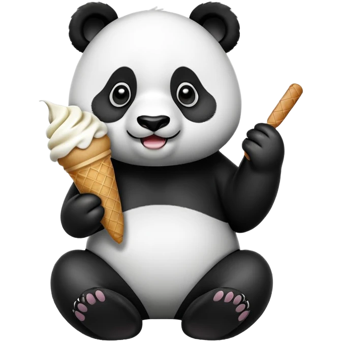 Panda eating ice cream emoji