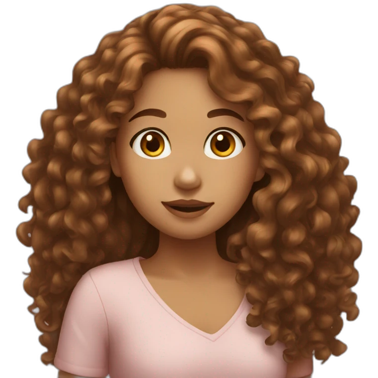 A girl with long brown curly hair emoji