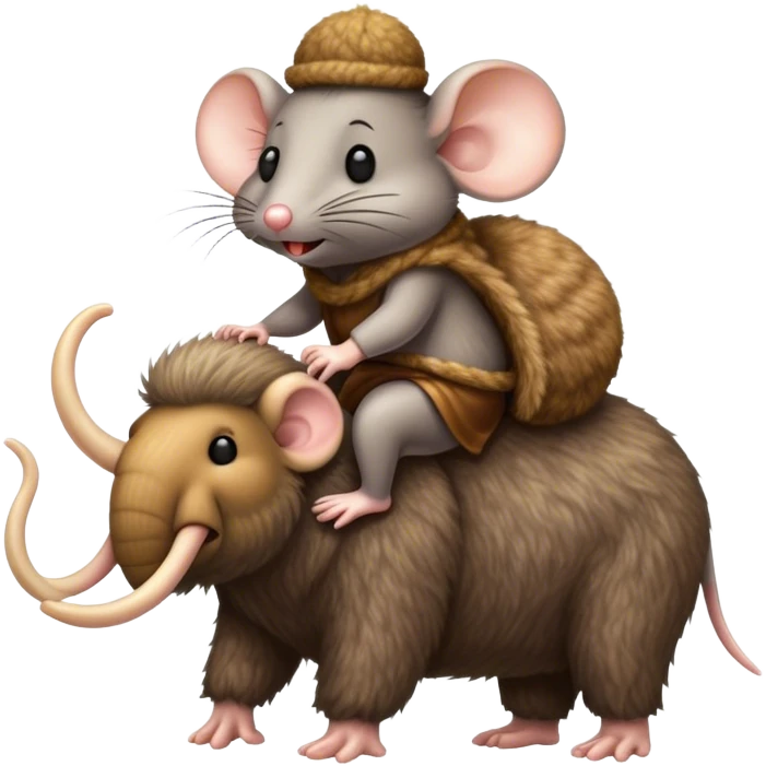 Wooly mouse riding on a wooly emoji