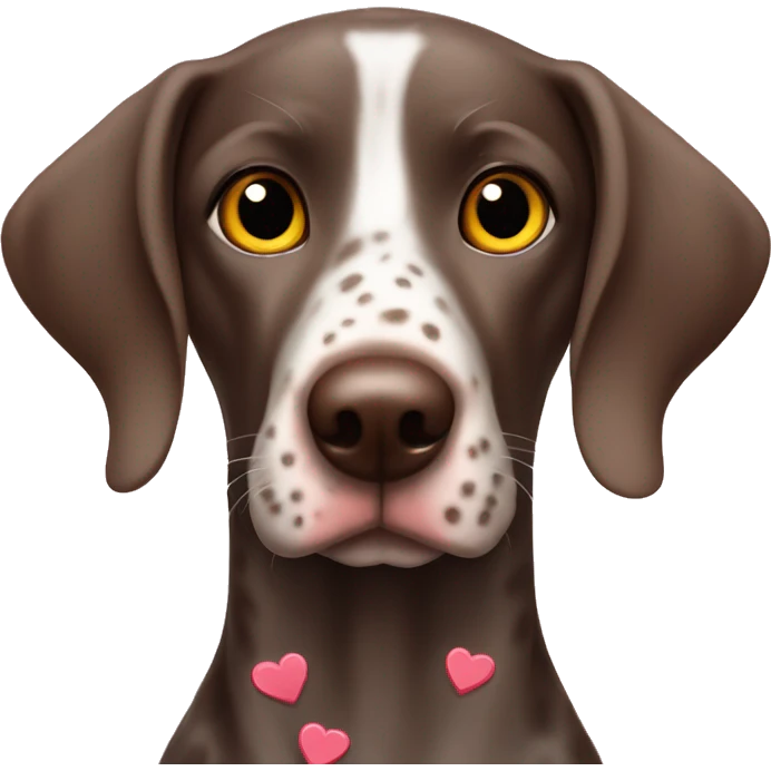 German shorthair with hearts for eyeballs emoji