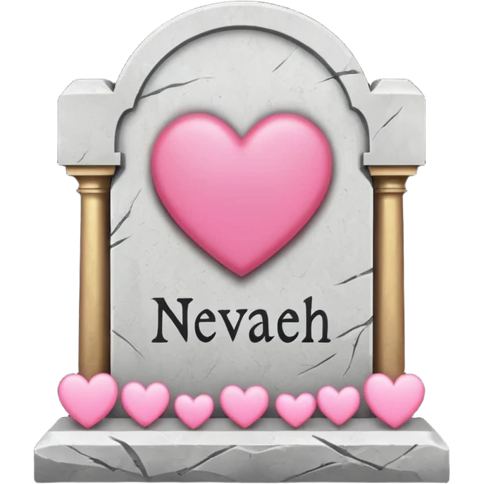Headstone that says nevaeh with pink hearts emoji