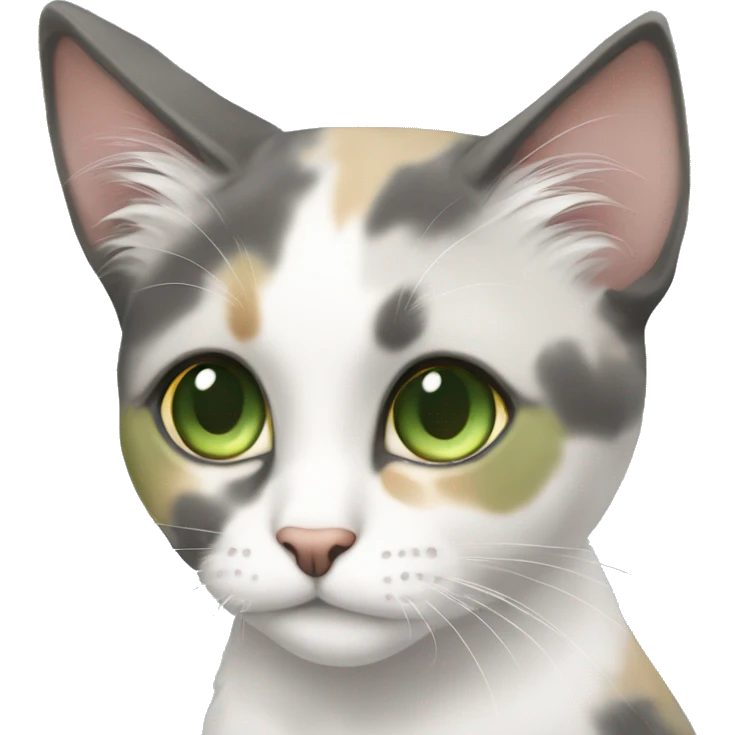 Dilute calico green eyes sitting emoji