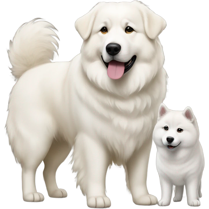 Great Pyrenees and Akita standing next to each other emoji