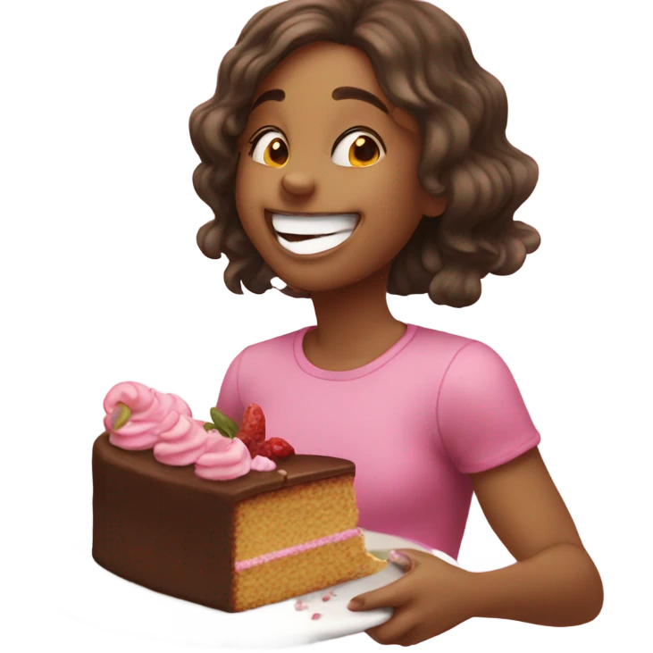 girl eating a cake emoji