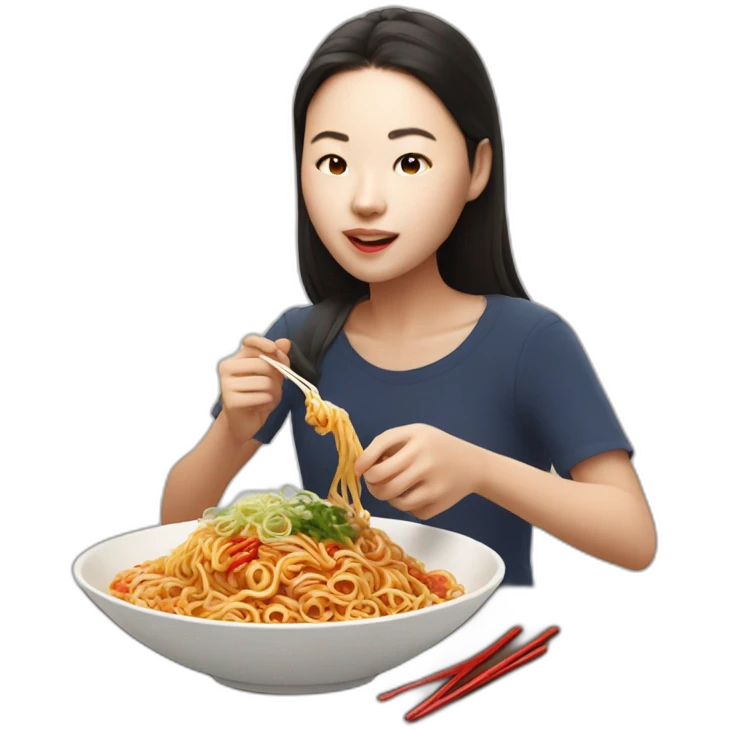Aya nakamura eating spicy buldak noodles  emoji