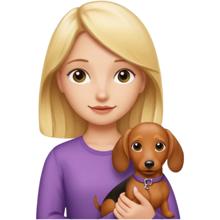 Blonde girl holding dachshund emoji sticker  emoji