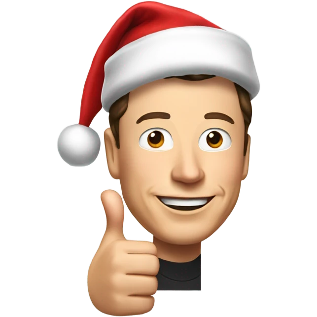 elon musk wearing a santa hat giving a thumbs up emoji