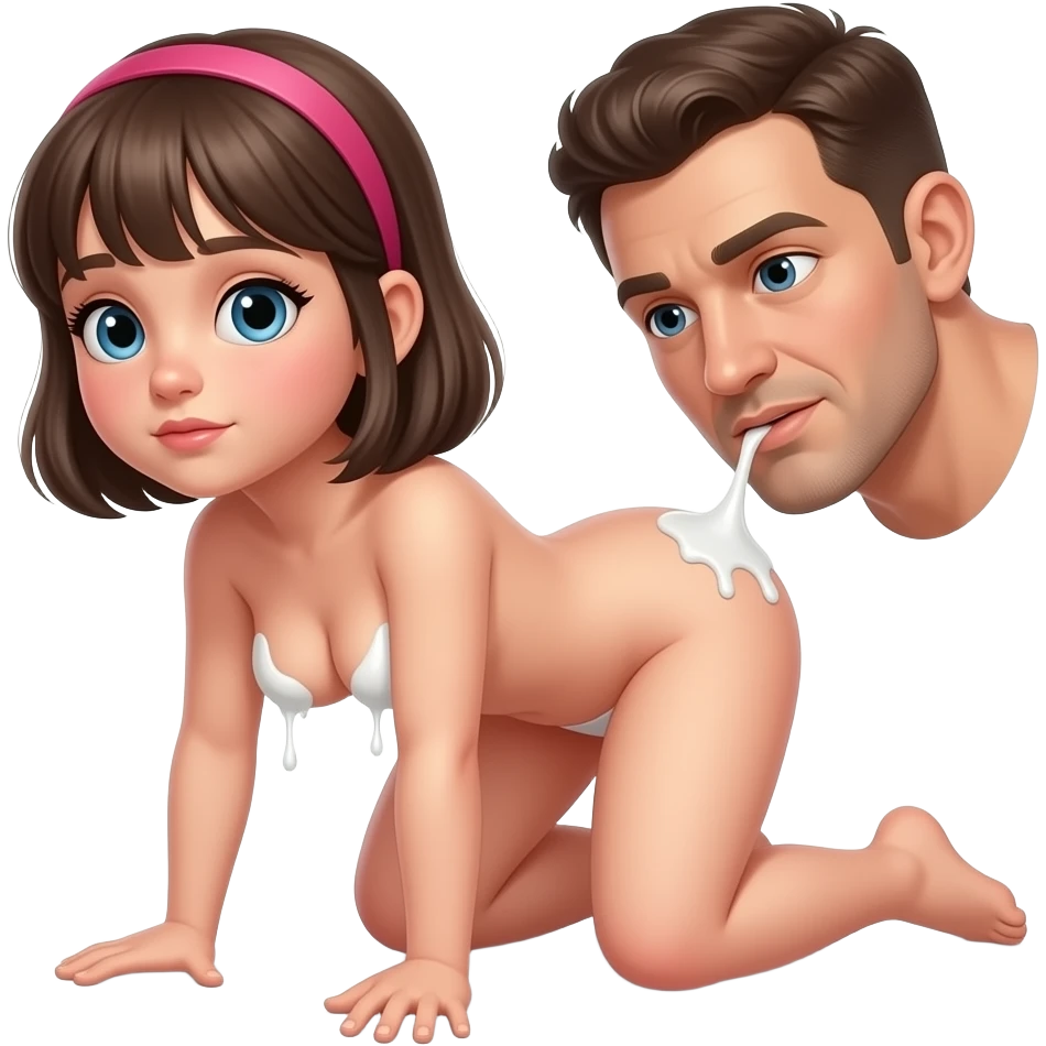 Fais une petite fille de 8 ans déshabille la mes là nue avec la chatte ouverte et du sperme blanc qui coule sur ses seins mets-la à quatre pattes un homme là viole dans la bouche emoji