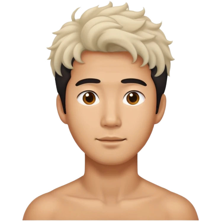Asian man with coily hair emoji
