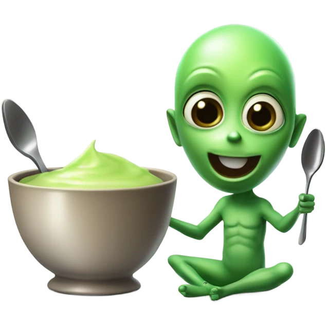 Alien eating pudding emoji