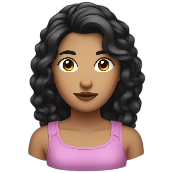 round medium face black hair part in the middle dark eyes emoji