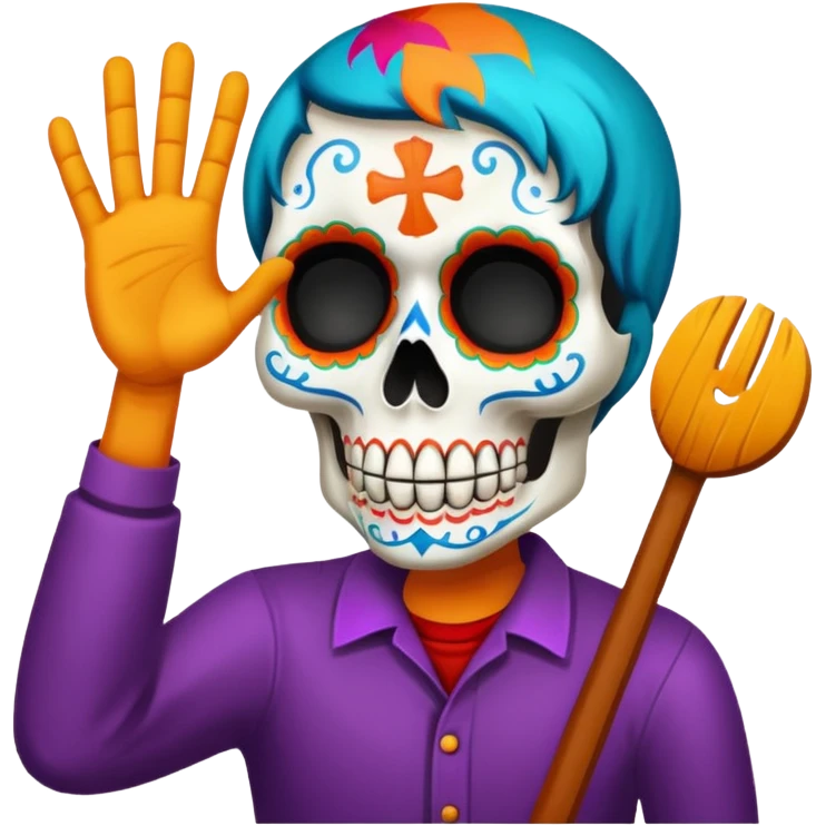 Calavera de día de muertos tirando barrio  emoji