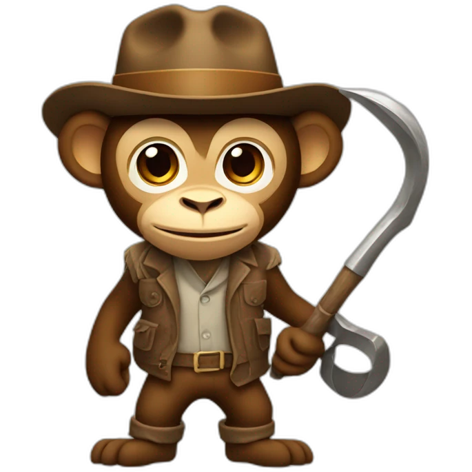 A monkey with a brown fedora and pickaxe emoji