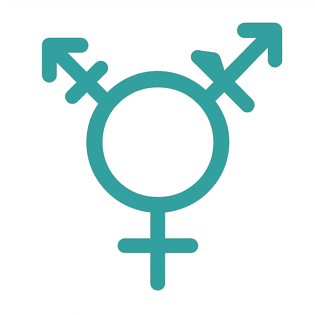 bigender symbol, flat teal, minimal emoji style, suitable for Discord role icon, color icon style emoji