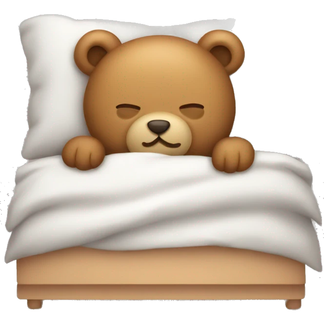 Cute teddy bear sleeping in a bed emoji