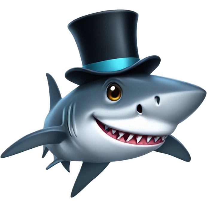 Shark with a top hat emoji