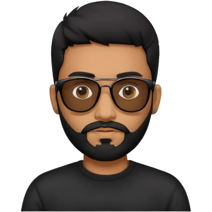Indian man with  black hair and beard and black sunglasses and black jumper emoji