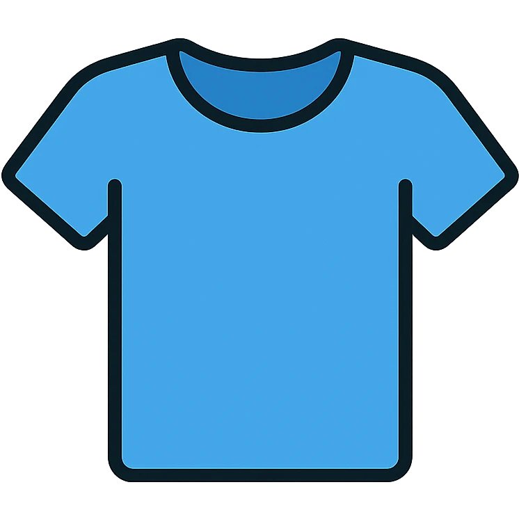 blue t-shirt icon with color and black outlines emoji