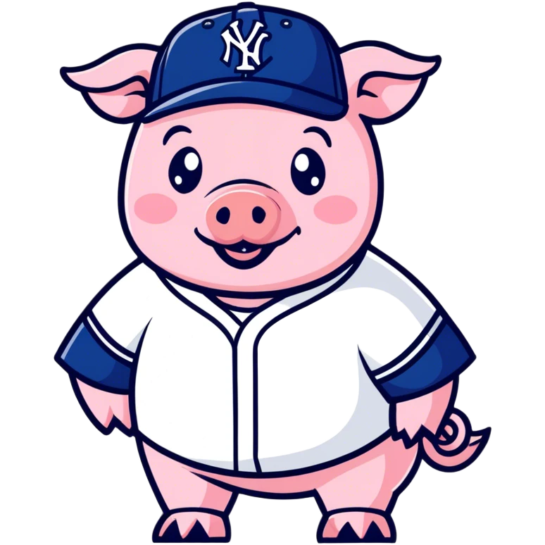Pig wearing a Yankee shirt emoji