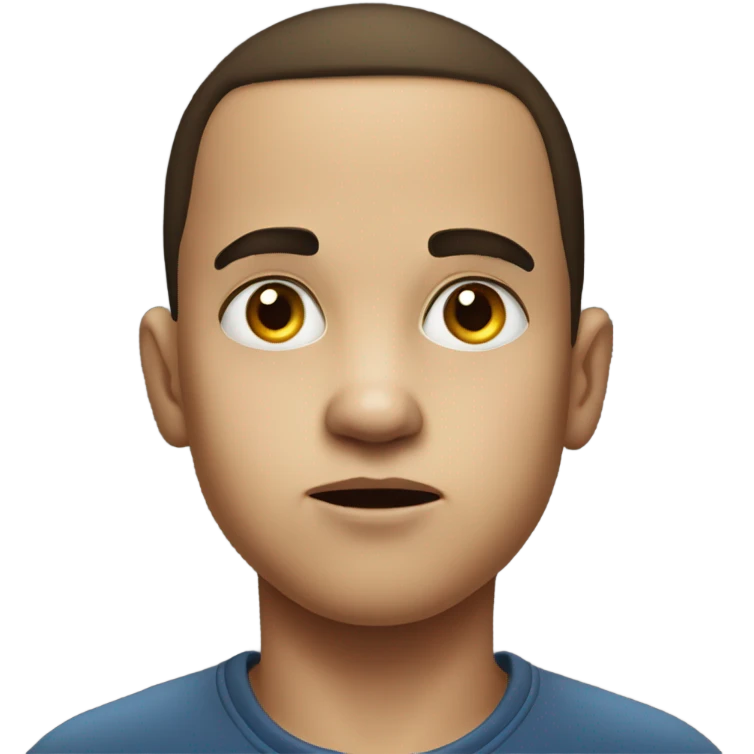 realistic portrait of a boy with raised suspicious eyebrows emoji