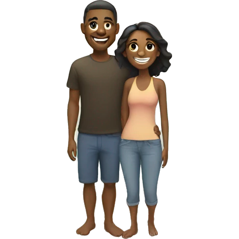 smiling couple by the beach emoji