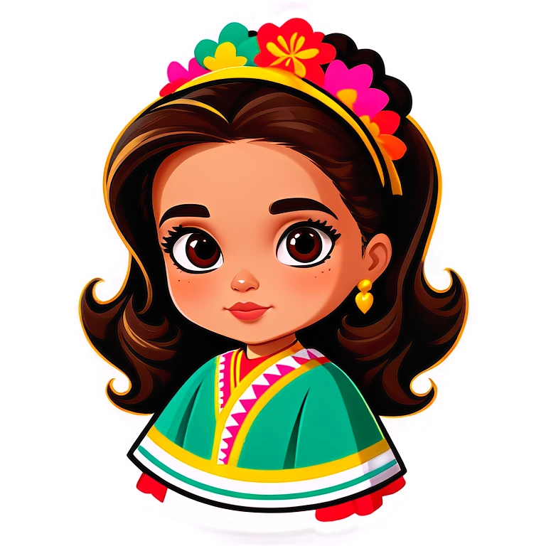 Niña pelo ondulado morena clara de México  emoji