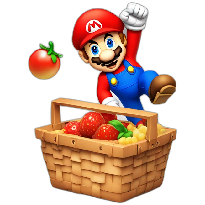mario bouncing off a picnic basket emoji