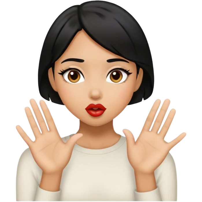 Tan girl with black hair sending kisses  emoji