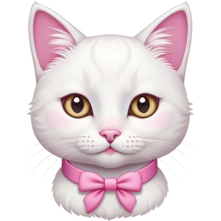 cute white cat with pink accessories art emoji