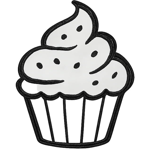 cupcake, hand drawn outlined icon style, no fill, sketchy lines emoji