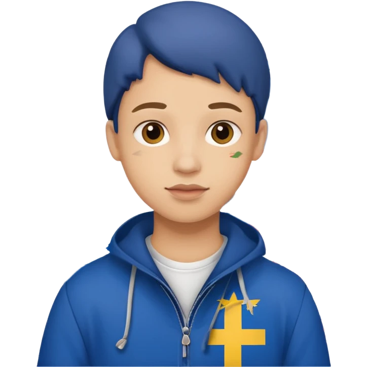 Europe styled student. Europe map with flags inside of the map is on the background  emoji