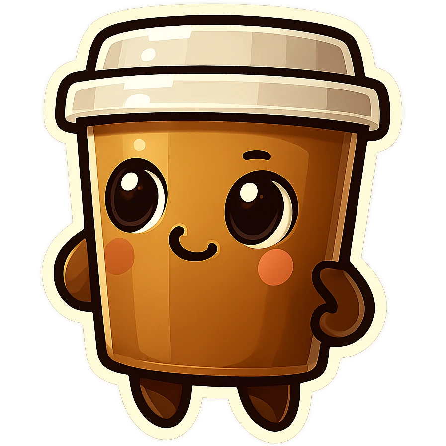 Tall coffee cup, pondering, thinking emoji