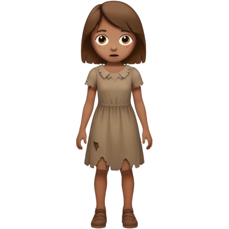 Chica grande  asustada de cuerpo completo con pelo castaño  emoji