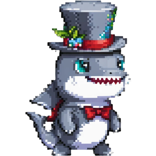 shark with a tophat side view emoji