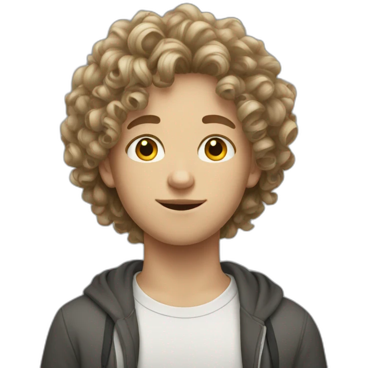 white teen kid with curly hair emoji