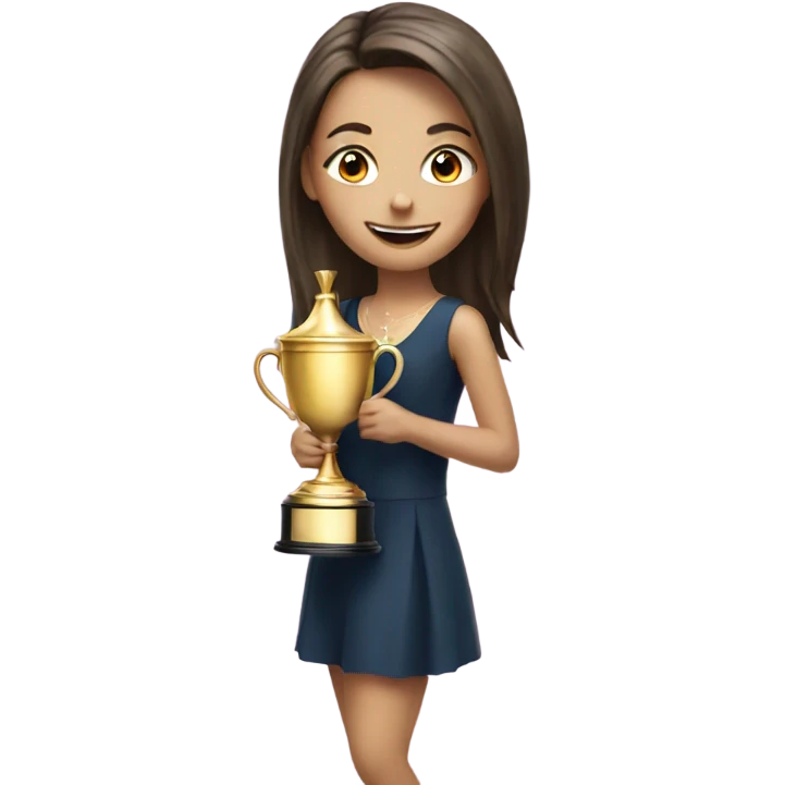 girl with smile and Melbourne cup trophy emoji
