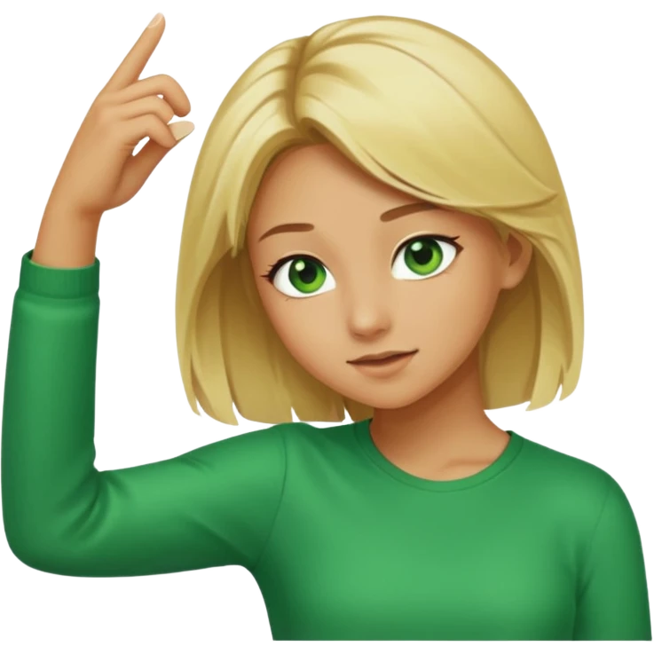 Blonde girl tan skin green eyes dabbing emoji