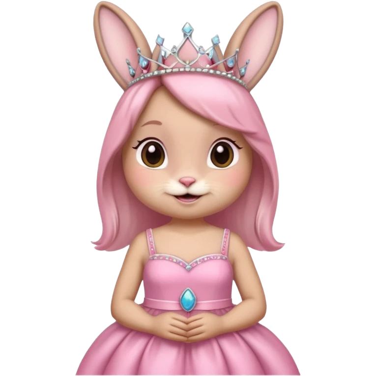 Bunny + tiara + pink dress + happy emoji