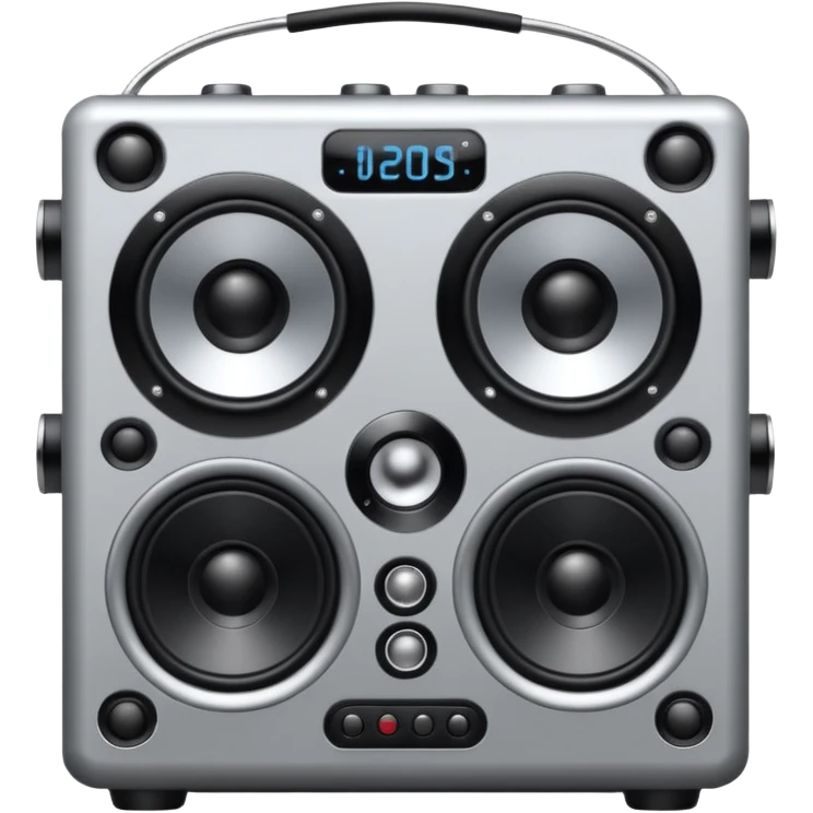 a speaker with eyes and buttons like dj box emoji