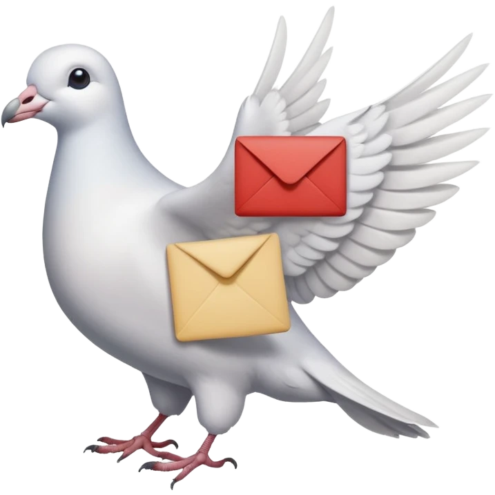 a dove flies with a letter emoji