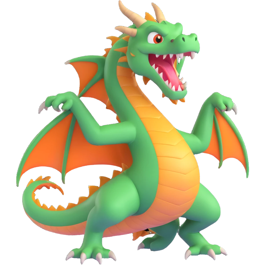 a dragon roaring, 3D style, dynamic pose emoji