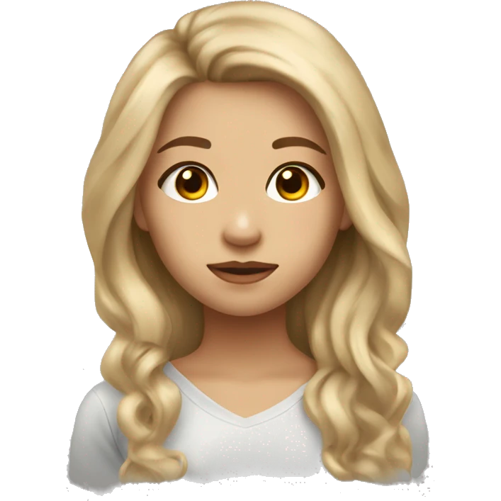 dirty blonde girl, with honey brown eyes, cute, soft, lucious hair, light skin, very beautiful  emoji