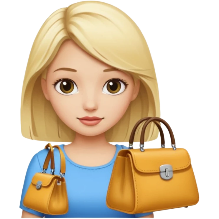 Bags on a purse instead of glasses on a blonde girl emoji