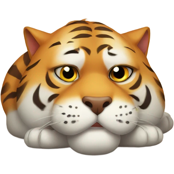 Fat  tiger like cat laying on the floor emoji