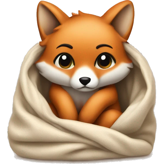 fox cozy in beige blanket emoji