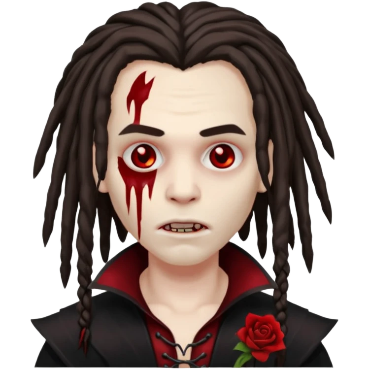 Blood face vampire with dreads holding a skin 47 emoji