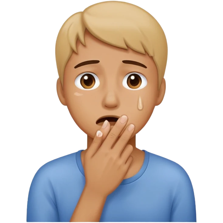 Crying face with hand ball up over mouth  emoji