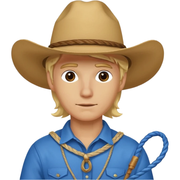 Cowboy blonde hair with blue hat and lasso emoji